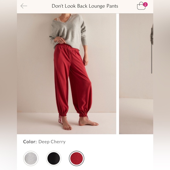 NWT Free People FP Intimately Don't Look Back Lounge Pants deep cherry red - XS - Picture 6 of 9